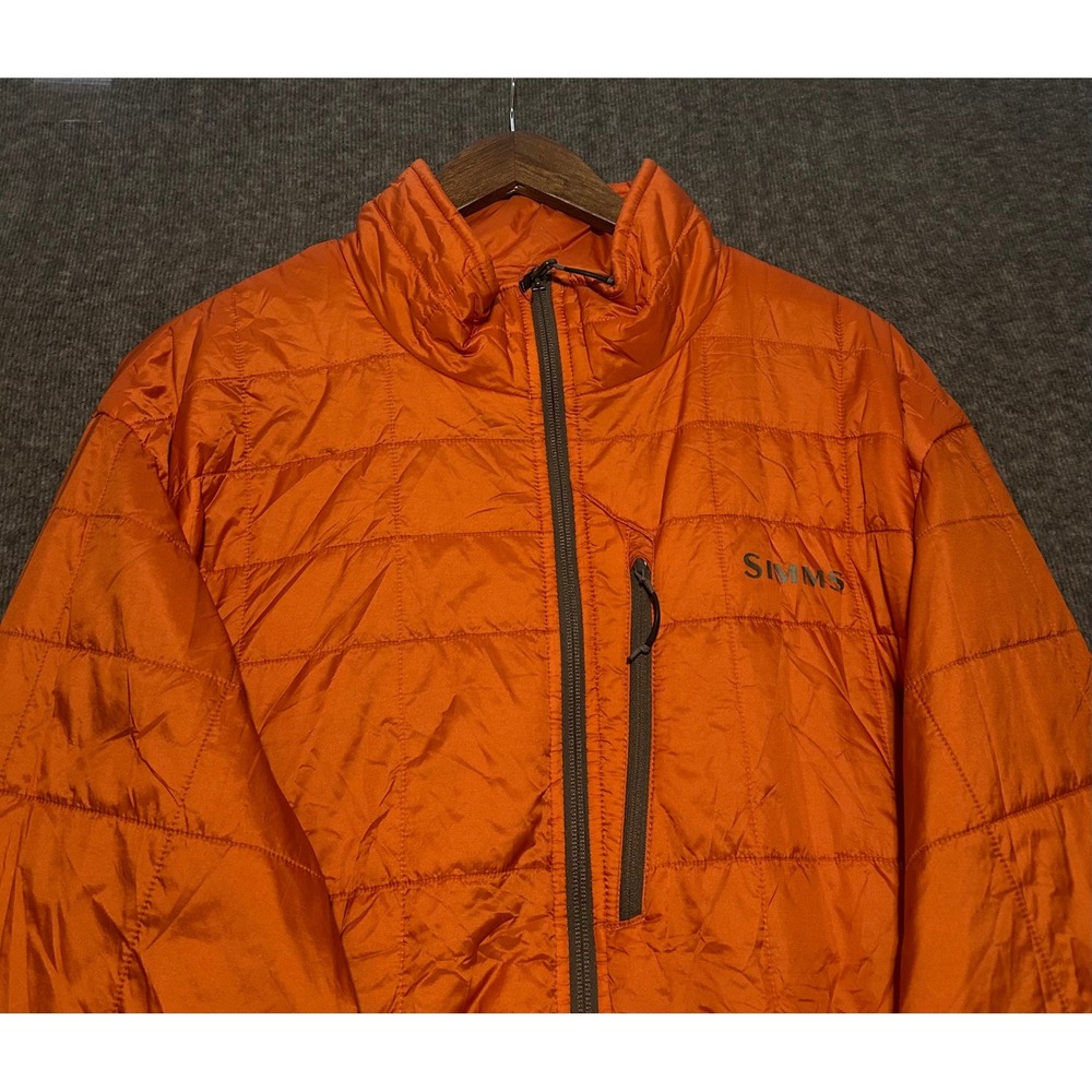 Simms Jacket Mens orange XL Insulated Full Zip Primaloft Lightweight Hiking